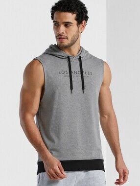Anko Longline Sleeveless Hoodie 3XL Gray Los Angeles Muscle Hoodie